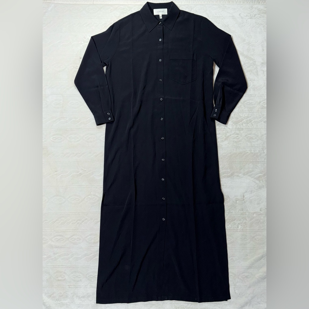 The Great. Womens Long Sleeve Maxi Dress, 100% Silk